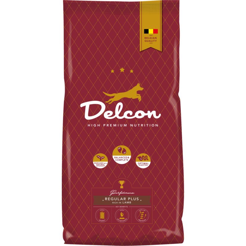 Delcon Barība pieaugušiem suņiem REGULAR PLUS ar jēra gaļu / 3 kg