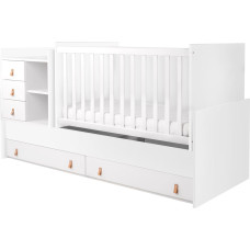 Chipboard multifunctional baby cot Lorena White