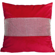 CUSHION COVER 40X40CM RHINESTONES P4040/CYR/CZE VELVET RED