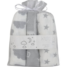 Koala Baby autiņu komplekts 3 gab. 07-8281 FLANNEL PRINT GREY 76x76 cm