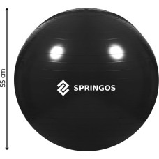 Springos Fitnesa vingrošanas bumba ar pumpi Springos FB0013, 55 cm, melna