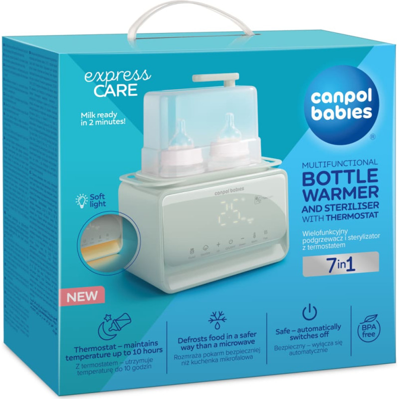 Canpol BABIES pudelīšu sildītājs un sterilizators ar termostatu un lampu 7in1, 12/218