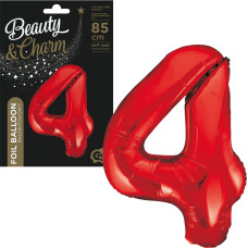 BALON FOLIOWY CYFRA 4 CZERWONA