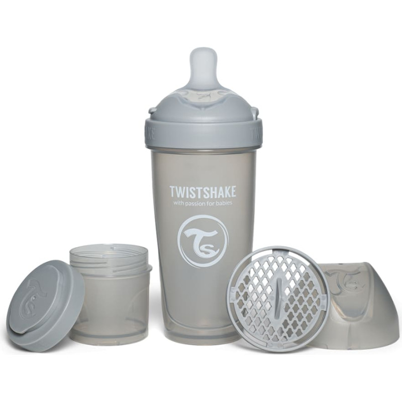 Twistshake Pro Double Anti-Colic Feeding Bottle 330ml Pastel Grey 79042