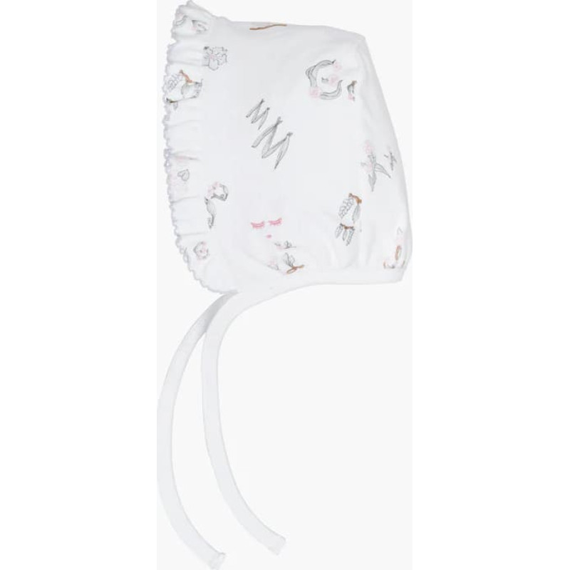 Livly Clothing Livly Kokvilnas Cepure Alphabet Flowers Ruffled Hat White