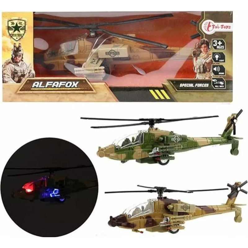 Militārais helikopters ar gaismu – 18 cm