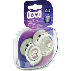Lovi 22/929 Dinamiska silikona knupītis 0–6 mēneši, 2 gab., Night&Day Ezītis