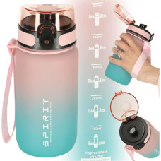 Ūdens pudele bidons ar salmiņa rokturi sporta 600ml rozā-zils