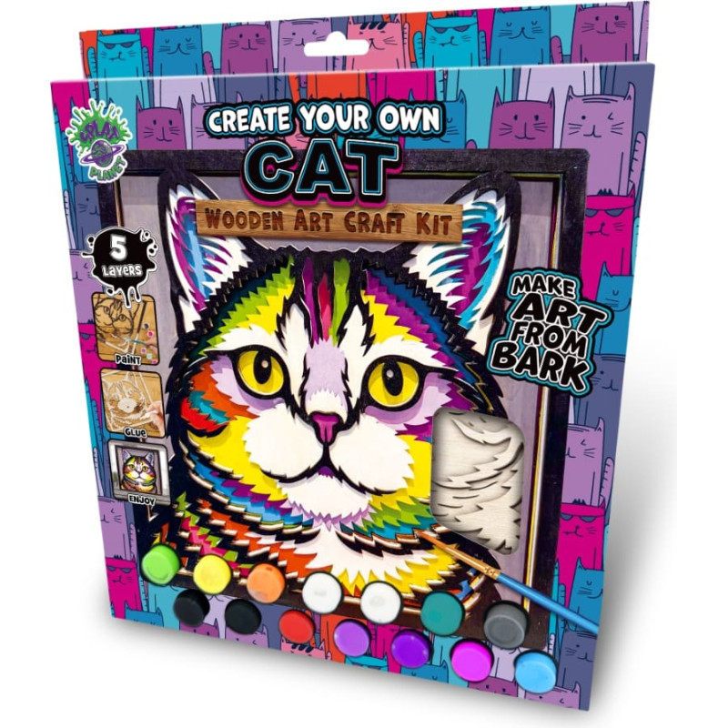 Splat Planet koka 3D krāsojamais attēls, Kaķis