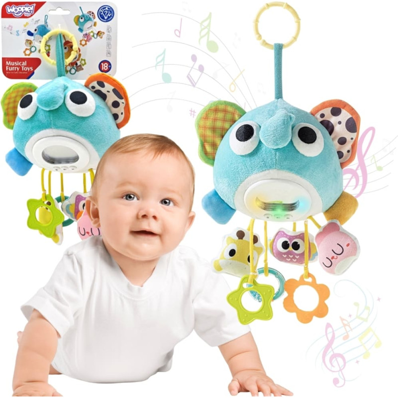 Woopie Baby Pluszowy Słonik Maskotka Interaktywna Przytulanka Muzyczna z Zawieszkami i Gryzakami