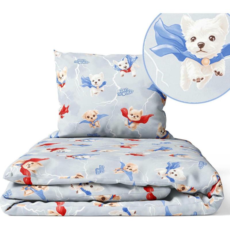 Ankras Cover set - 2 pcs - 120x90, 40x60  - SUPER DOGS - BLUE