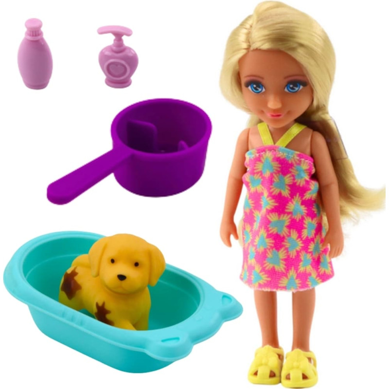Woopie ROYAL Laleczka z Pieskiem Wanną i Akcesoriami Do Pielęgnacji Pupila