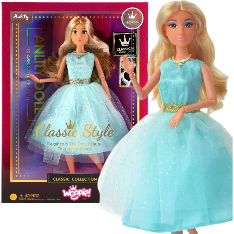 Woopie ROYAL Lalka Lily 30 cm Długie Blond Włosy Elegancka Turkusowa Sukienka