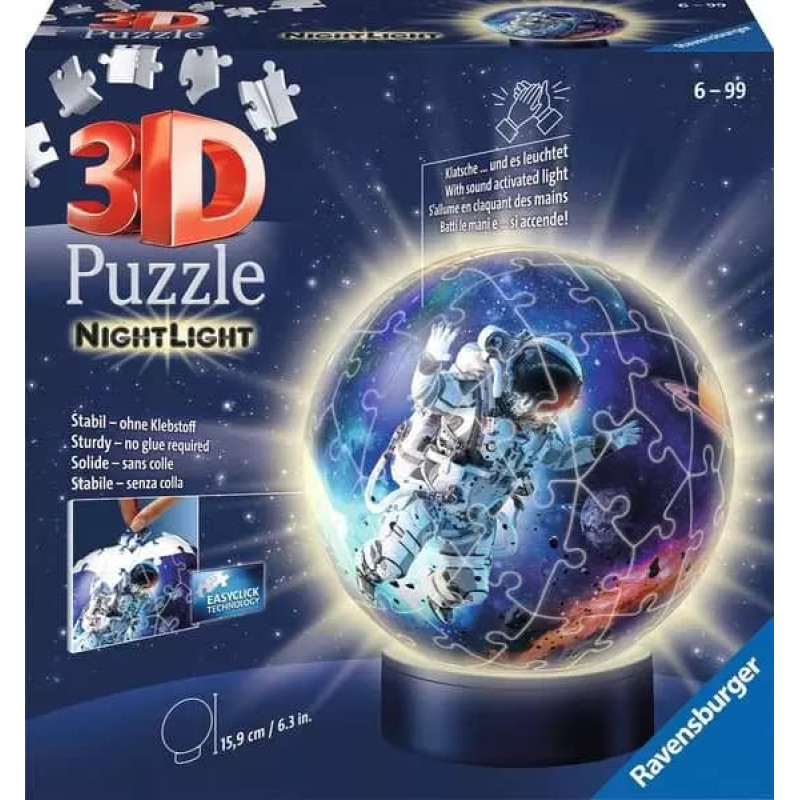 Ravensburger Apaļā 3D puzle ar gaismu, 74 gab., Kosmoss