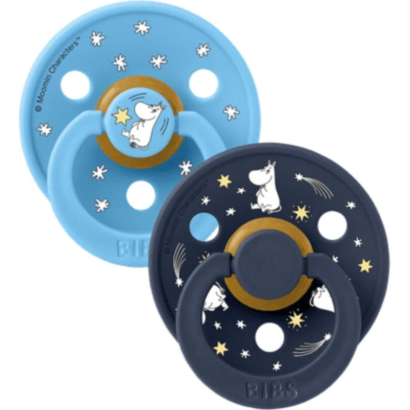 Bibs x Moomin &ndash; Colour Round apaļie mānekļi Good Night - Breeze Mix 6-18m 2gab