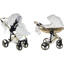 Junama Universālie rati 2 in 1 Hearts 01 Balts/Zelts (White/gold)
