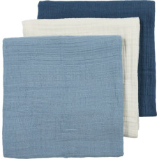 Meyco Baby muslīnu autiņu komplekts Natural/jeans blue/indigo (3 gab., 70x70 cm)