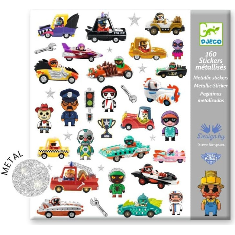 Djeco 160 uzlīmes &ndash; Crazy Motors pasaule
