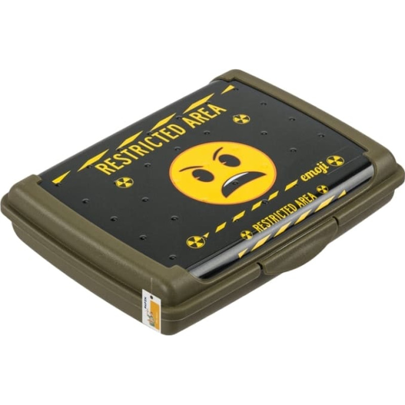 Keeeper Pārtikas uzglabā&scaron;anas trauks deco-click-box mini 0,5L Carla "Emoji Danger" 17x13x3,5cm olīvu krāsā