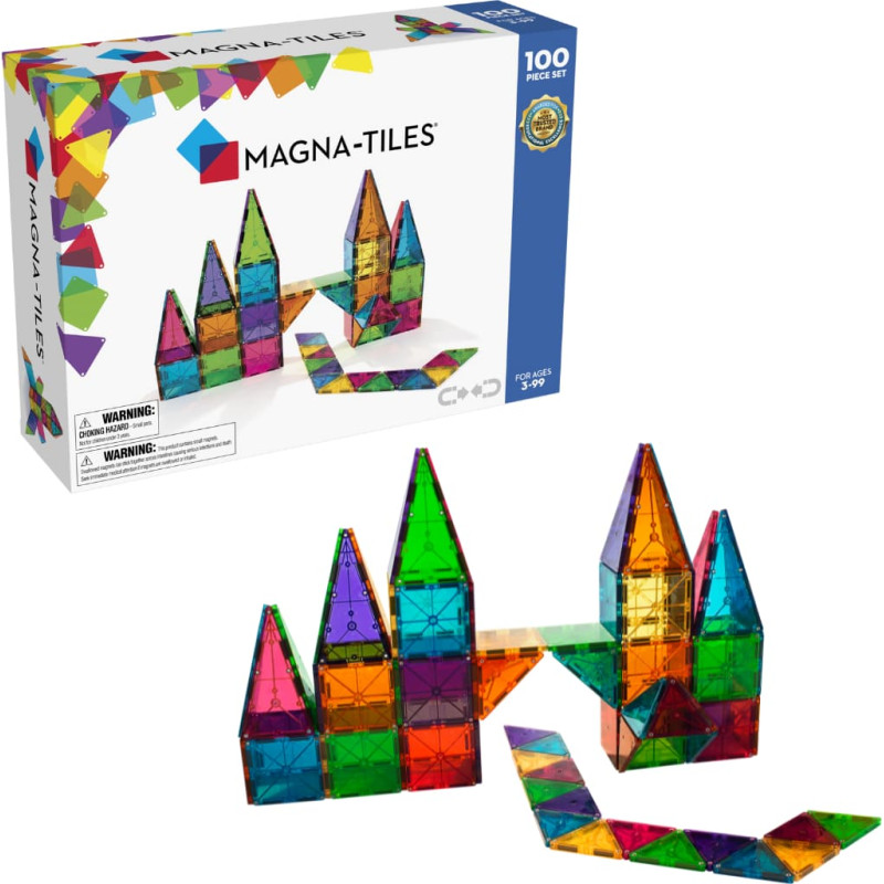 Magna-Tiles Krāsaini magnētiskie konstruktori, 100 gab.