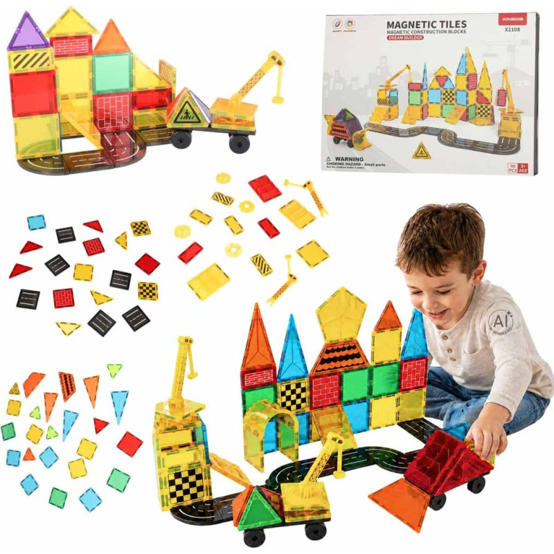 Klocki magnetyczne konstrukcyjne 3D budowa 90 elementów
