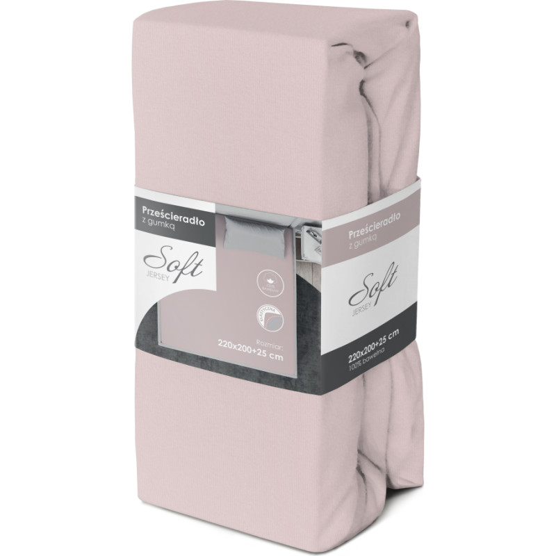 PRZEŚCIERADŁO SOFT 220X200+25 JERSEY GUMKA RÓŻ 3805 BAW.