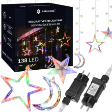 Springos Gaismas aizkars 138 Led vītnes zvaigznes pavadoņi Springos CL4135