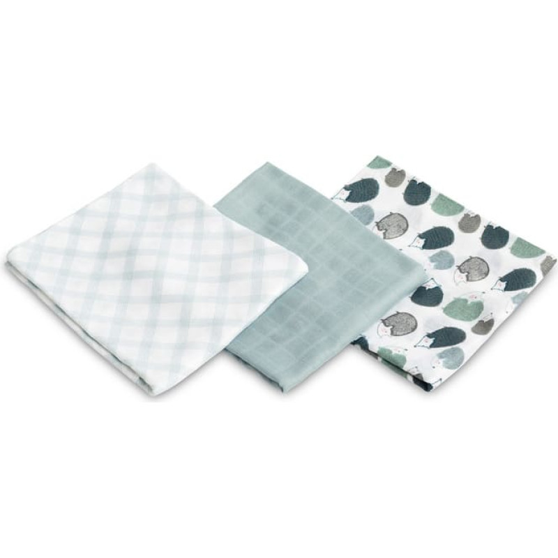 Sensillo bambusa autiņi, 3 gab. HEDGEHOG BLUE 70X80