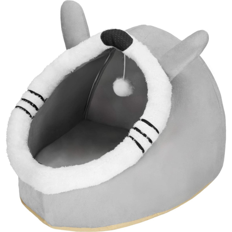 Springos Kaķu guļvieta ar rotaļlietu un spilvenu Springos PA0241 42x44x35 cm pelēka
