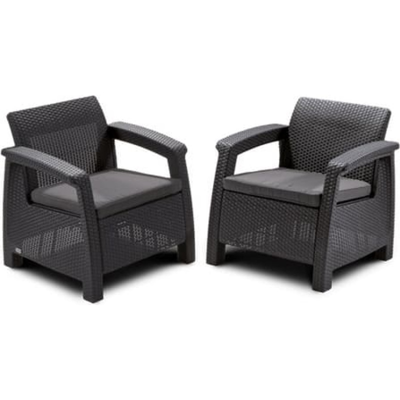 Keter Dārza krēsli Corfu Duo Set pelēki