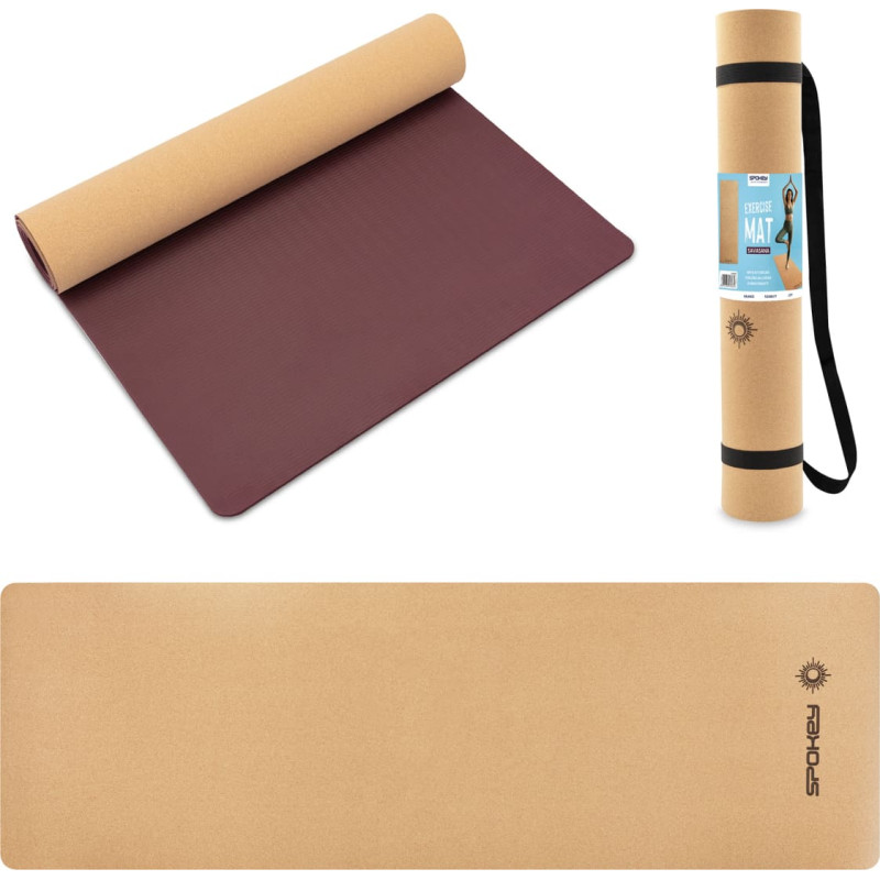 Spokey SAVASANA jogas paklājiņš ar korķa virsmu