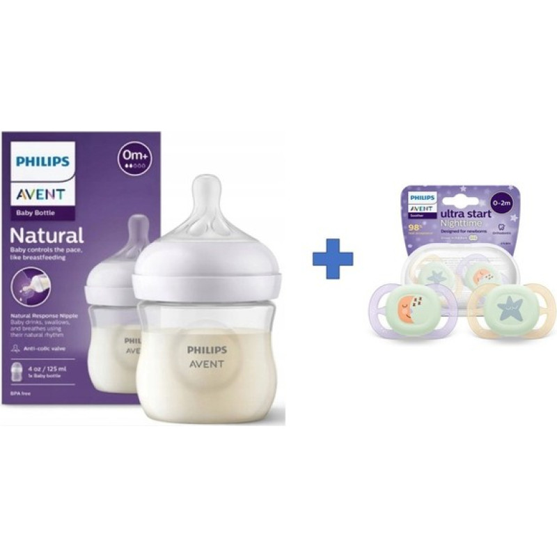 Philips Avent SCY900/01+SCF075/07 RESPONSIVE BOTTLE NATURAL 125ML + TEAT
