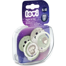 Lovi 22/930 Smoczek silikonowy dynamiczny 6-18m 2 szt Night&Day Hedgehod