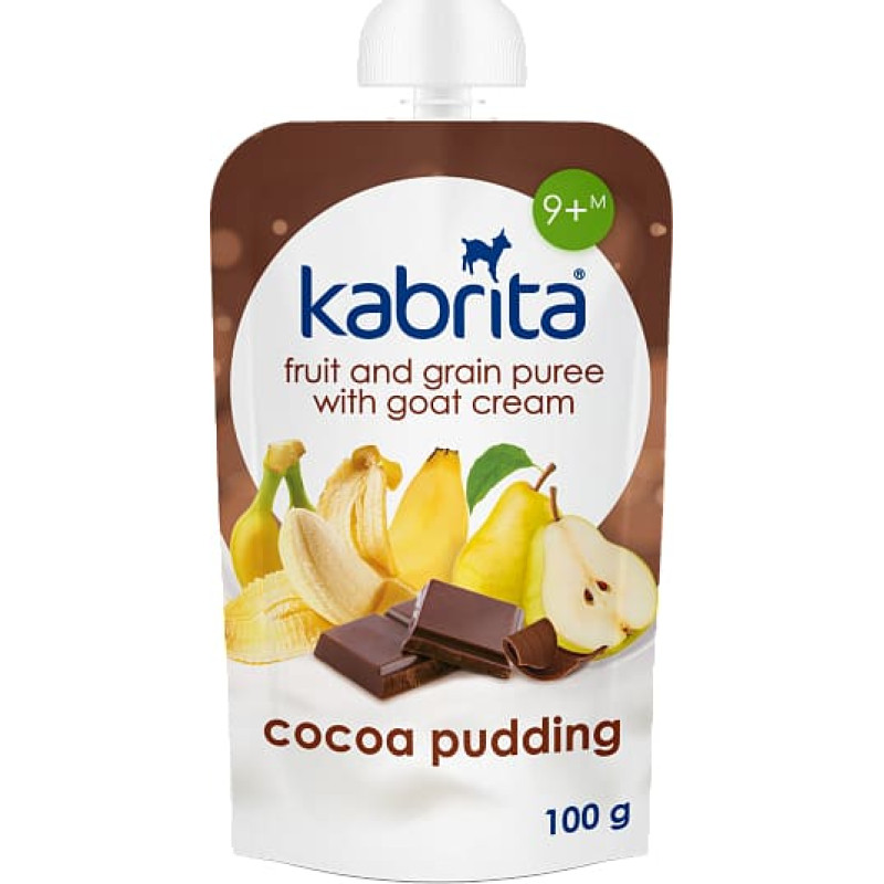 Kabrita Augļu un graudu biezenis ar kazas piena krēmu “Kakao pudiņš” zīdaiņiem no 9 mēnešu vecuma, 100g