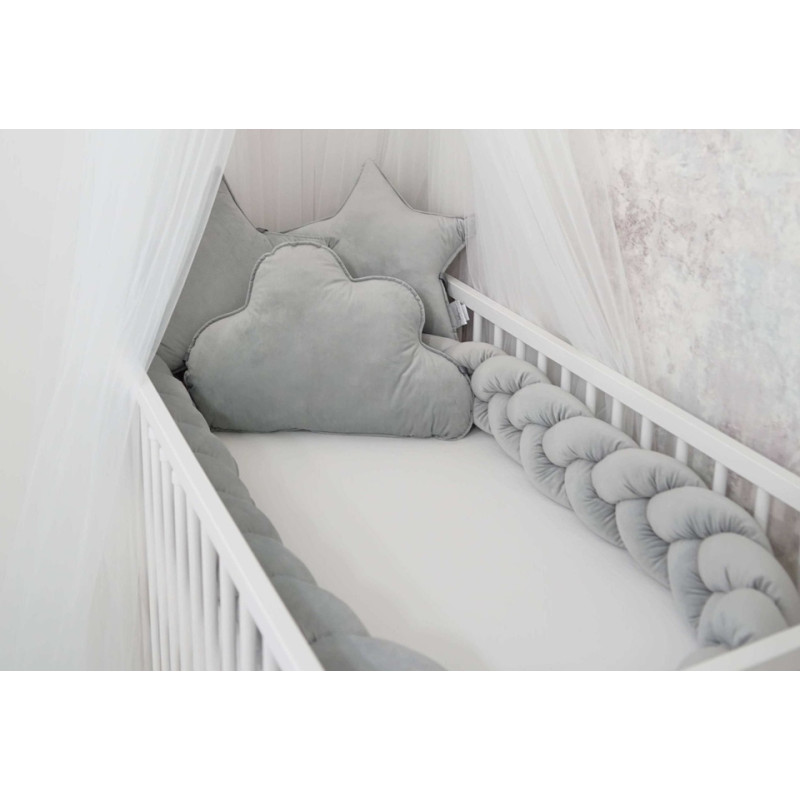 Duet Baby Bumper - BRAID + 3 PILLOW - 884 -  VELVET - GREY - size 230 cm