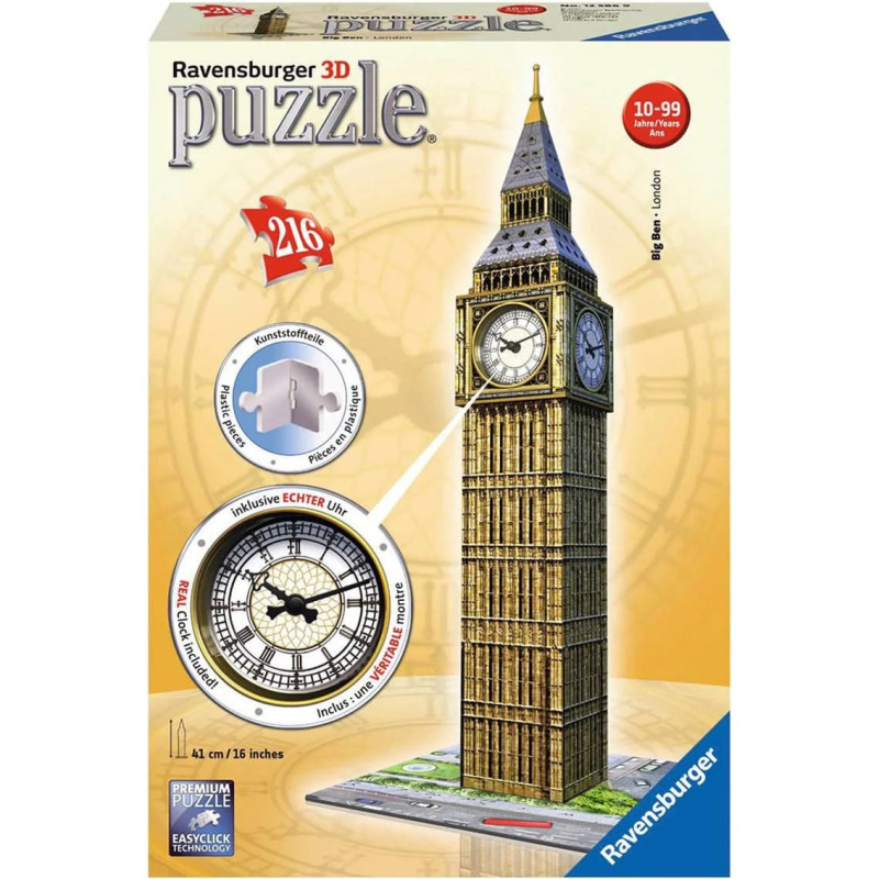 Ravensburger 3D puzle Big Ben ar pulksteni, 216 gab., 10+