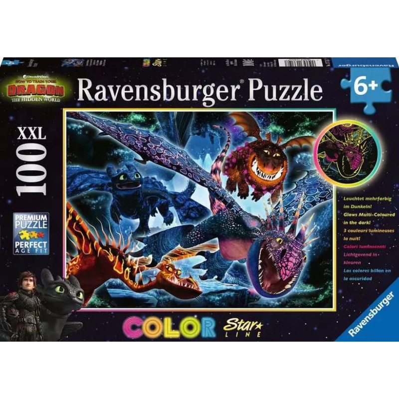 Ravensburger Puzle 100 gab. Color Studio Spīdīgie pūķi