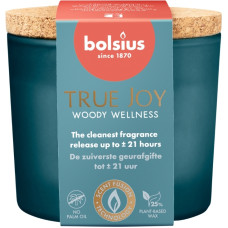 Bolsius Svece arom. stikla gl. ar korķi True Joy &Oslash;66x83mm woody wellness