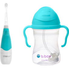B.box 62375 Zestaw soniczna szczoteczka dla dziecka + bidon ze słomką 240 ml azure