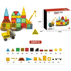 3D būvniecības magnētiskie ķieģeļi 50 elementi