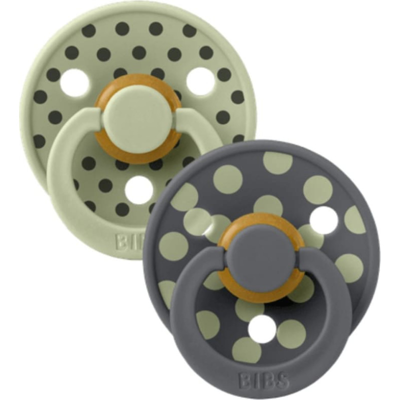 Bibs Collection Colour Round &ndash; apaļie mānekļi Polka Dots Sage / Iron 0-6m 2pcs