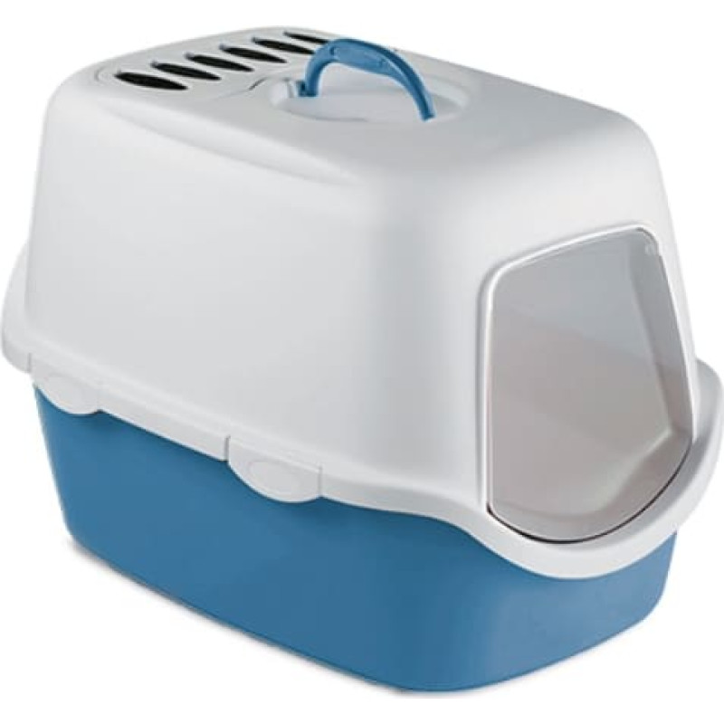 Stefanplast Kaķu tualete slēgtā Cathy Filter 56x 40x 40cm balta/ zila