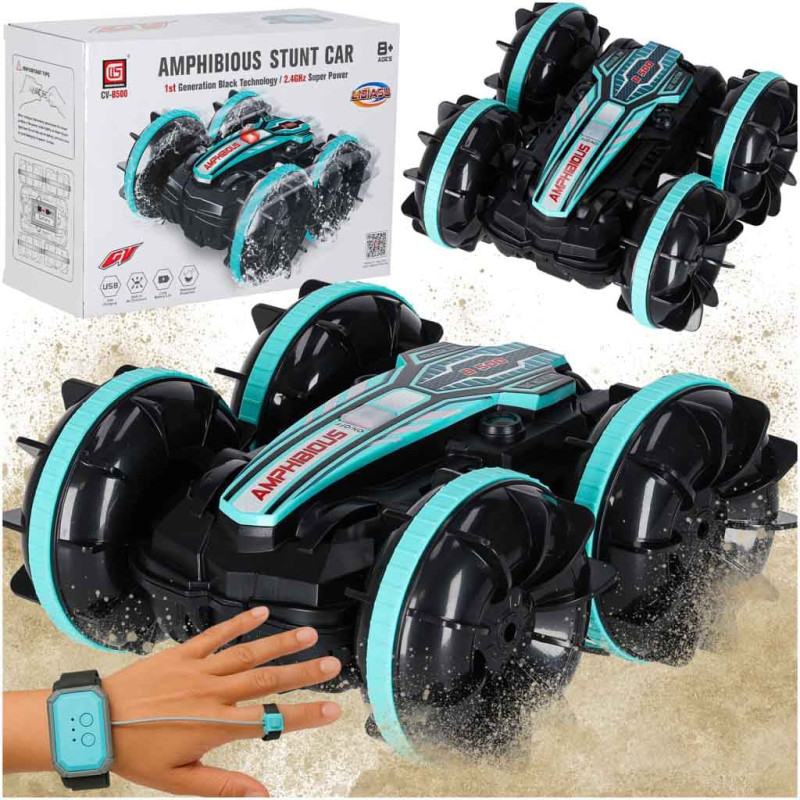 Amfībijas tālvadības automašīna ar žestiem vadāma 4x4 360 2.4GHz 3.7V