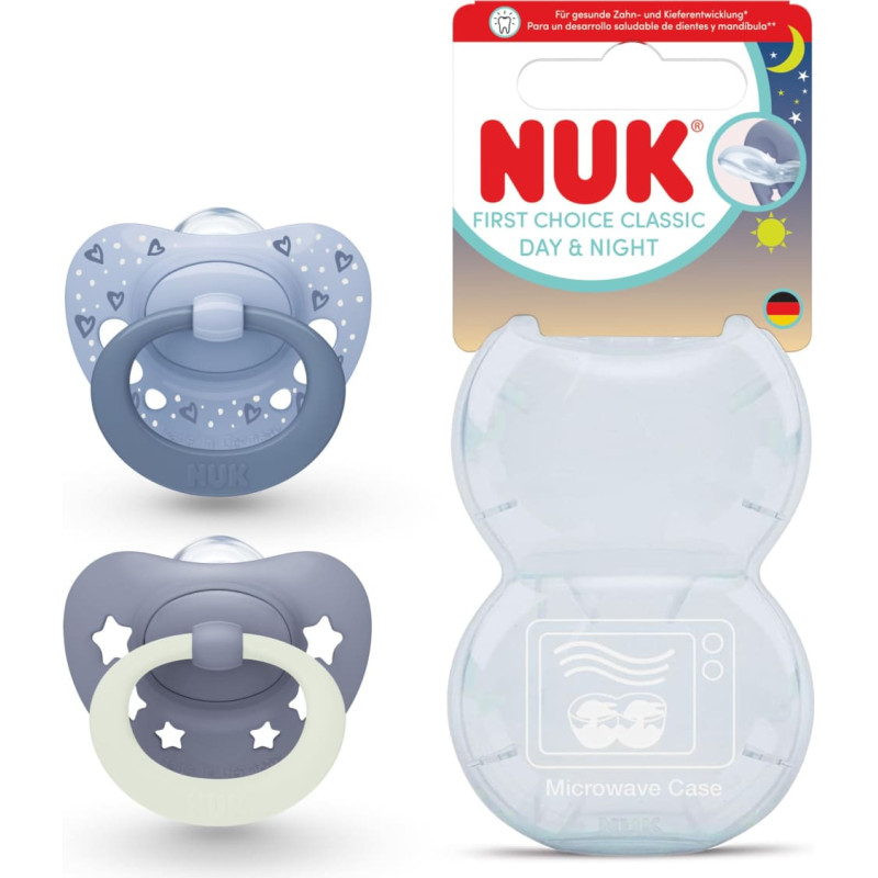 NUK 10175396 First Choice Māneklis SI1 CLASSIC D&N BLUE 2 gab. 0-6m