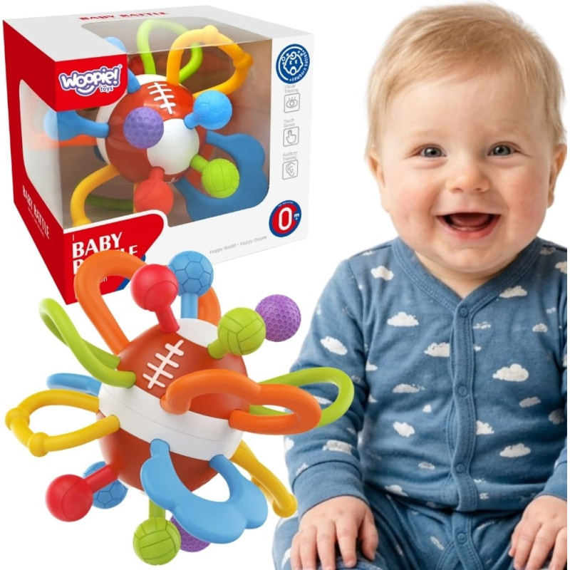 Woopie BABY Rattle Teether Sensory Ball for Babies Educational 0+ Soft