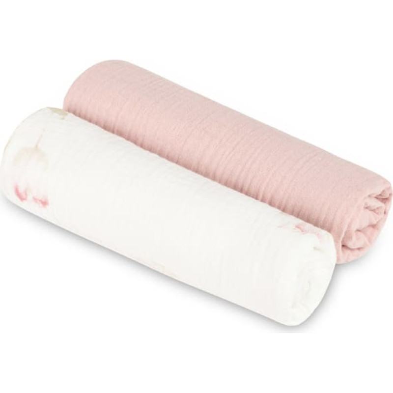 Sensillo DIAPER CRUSHED MUSLIN 60X75 2-PACK FLOWERS PINK