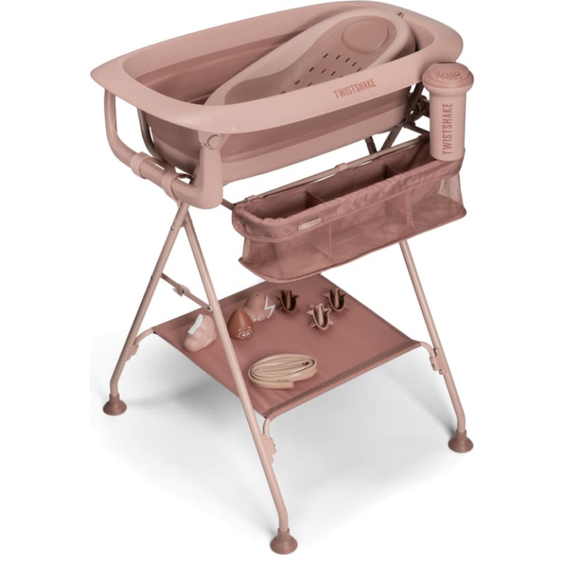 Twistshake Luxury Bath Kit pink - Foldable baby bathtub with bath stand v2 79262