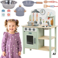 Tooky Toy Green Wooden Kitchen with Accessories
