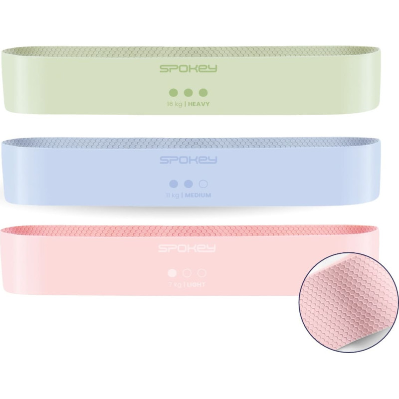 Spokey A set of three resistance bands with a non-slip texture Spokey JUICY SET