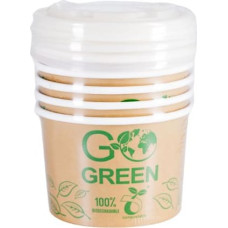 Gogreen Kompostējamie ēdienu trauki ar vāciņiem Go Green 230ml 5gab./ 0,06kg